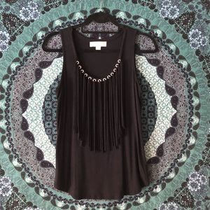 EUC Michael Kors black fringed tank top 👏🏻